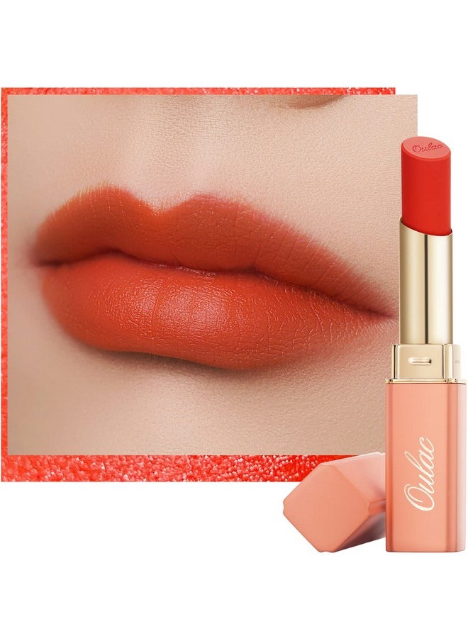Oulac Orange Matte Lipstick For Women, Lipstick & Blush Duo, Creamy Soft Satin Finish Lipsticks,Moisturising Formula,Rich Color Lightweight Lip Balm, Rose Oil,Vegan & Crueltyfree; 3.6G (Y10)  - Image 1