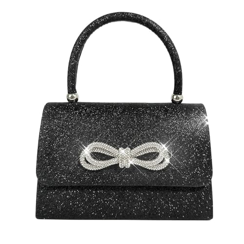 Trisapu Womens Evening Bag Sparkly Bow Clutch Purse Wedding Party Purses Glitter Rhinestone Cocktail Prom Handbags Black - Image 1