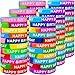 OJYUDD 66 Pcs Happy Birthday Silicone Stretch Rubber Bracelets Multicolor KidsTeens Party Supplies 22 Styles - Image 2