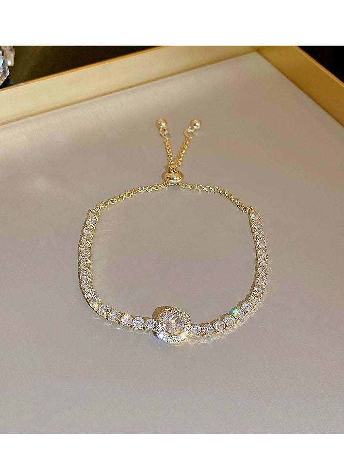 بيوينتي سوار من الزركونيا المطلية بالذهب مع زهرة الميكا، فاخر، جميل، مناسب للاستخدام اليومي، متعدد الاستخدامات