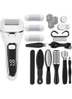 Arabest Electric Foot File Callus Remover, Rechargeable Foot File Pedicure Tools,12 in 1 Callous Remover Kit for Cracked Heels Calluses Dead Skin, Foot Scrubber with 3 Roller Heads,2 Speed,Battery Display  - Image 1