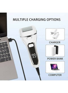 Arabest Electric Foot File Callus Remover, Rechargeable Foot File Pedicure Tools,12 in 1 Callous Remover Kit for Cracked Heels Calluses Dead Skin, Foot Scrubber with 3 Roller Heads,2 Speed,Battery Display  - Image 4