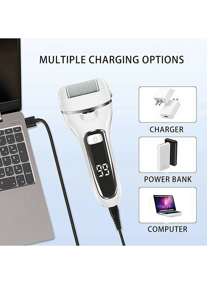 Arabest Electric Foot File Callus Remover, Rechargeable Foot File Pedicure Tools,12 in 1 Callous Remover Kit for Cracked Heels Calluses Dead Skin, Foot Scrubber with 3 Roller Heads,2 Speed,Battery Display  - Image 4