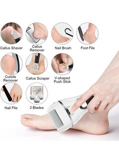 Arabest Electric Foot File Callus Remover, Rechargeable Foot File Pedicure Tools,12 in 1 Callous Remover Kit for Cracked Heels Calluses Dead Skin, Foot Scrubber with 3 Roller Heads,2 Speed,Battery Display  - Image 5