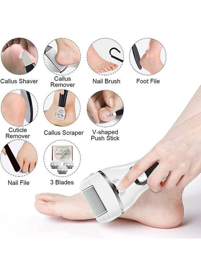 Arabest Electric Foot File Callus Remover, Rechargeable Foot File Pedicure Tools,12 in 1 Callous Remover Kit for Cracked Heels Calluses Dead Skin, Foot Scrubber with 3 Roller Heads,2 Speed,Battery Display  - Image 5