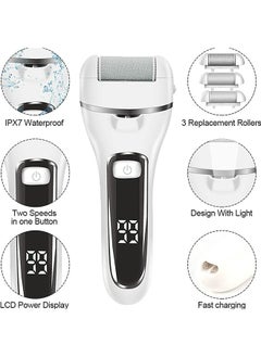 Arabest Electric Foot File Callus Remover, Rechargeable Foot File Pedicure Tools,12 in 1 Callous Remover Kit for Cracked Heels Calluses Dead Skin, Foot Scrubber with 3 Roller Heads,2 Speed,Battery Display  - Image 2