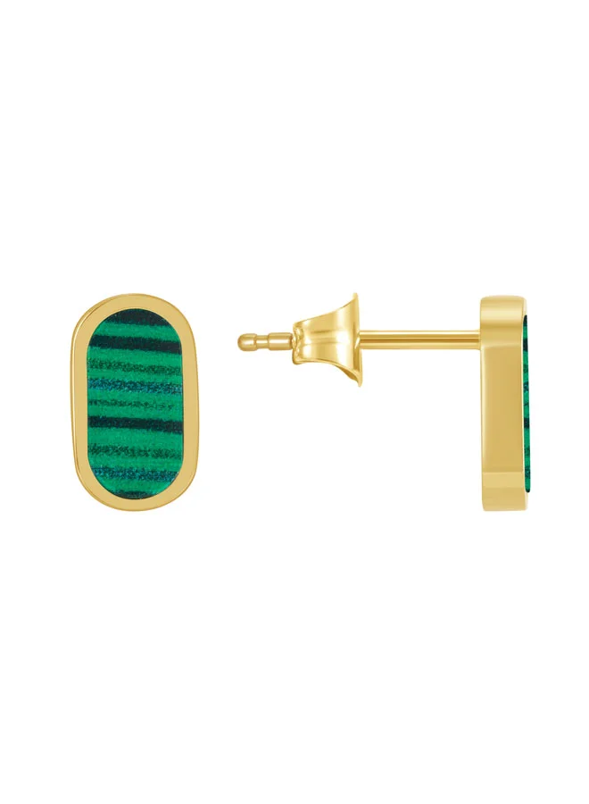 POLICE Emerald Yellow Gold Plated Stainless Steel Stud Earrings for Women