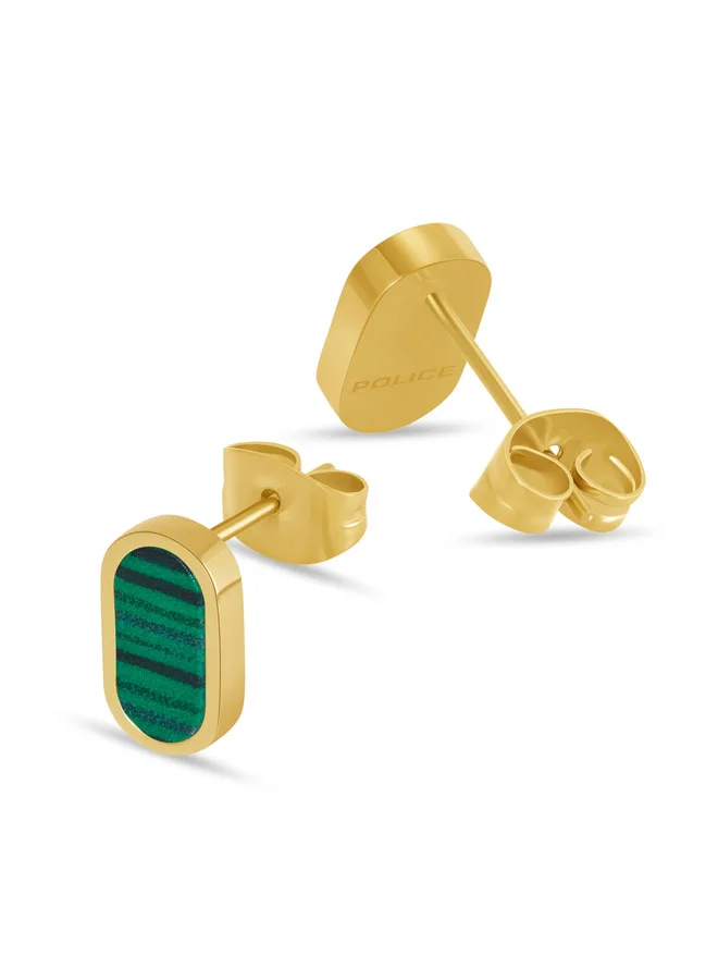 Police  Emerald Yellow Gold Plated Stainless Steel Stud Earrings for Women for Women | Best Price UAE