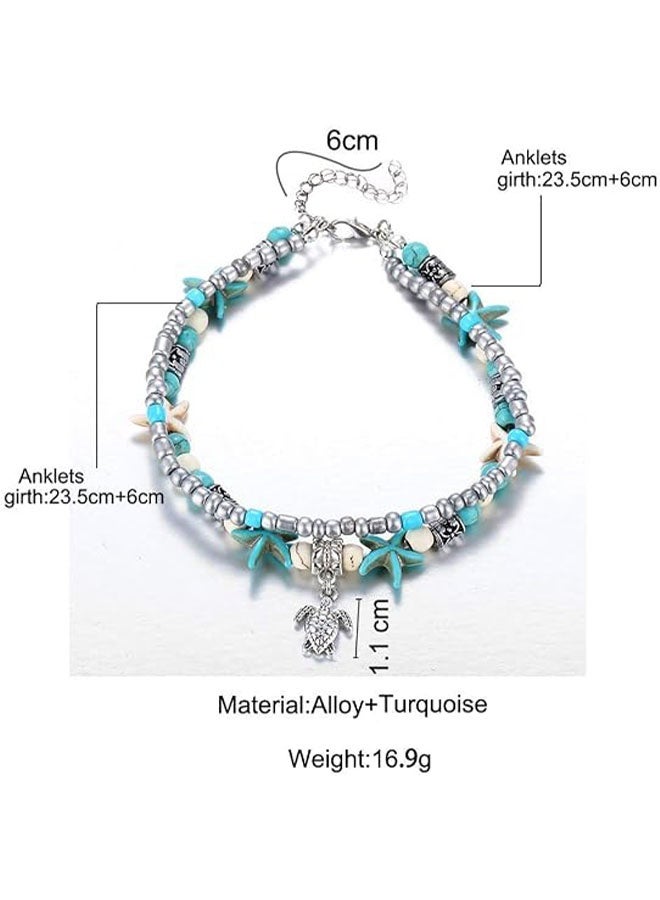 Happy D Anklet for Women Bohemian Style Anklet Bracelet, Suitable for Ladies and Girls, Handmade Elephant, Sun, and Tortoise Shell Ankle Bracelet Summer Foot Jewelry - Image 3