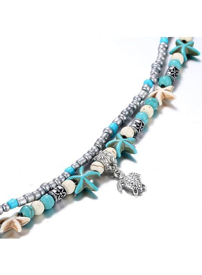 Happy D Anklet for Women Bohemian Style Anklet Bracelet, Suitable for Ladies and Girls, Handmade Elephant, Sun, and Tortoise Shell Ankle Bracelet Summer Foot Jewelry - Image 4