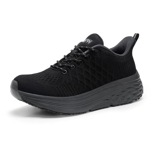 AVW Womens Non Slip Work Shoes Water Resistant Walking Sneakers Food Service Chef Kitchen Shoes Grey - Image 1