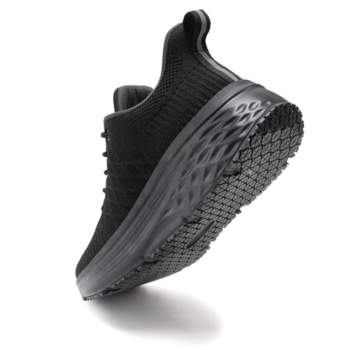 AVW Womens Non Slip Work Shoes Water Resistant Walking Sneakers Food Service Chef Kitchen Shoes Grey - Image 3