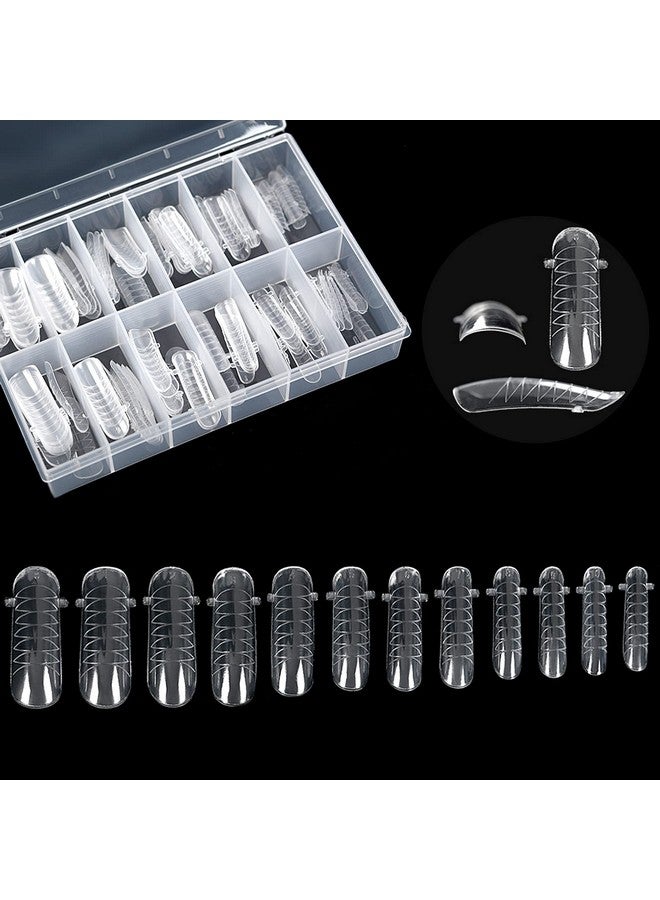 KADS 120Pcs Clear Full Cover Dual Nail System Form Uv Gel Acrylic Nail Art Mold Artificial Nail Tips With Scale For Extension (Model 2) - Image 1