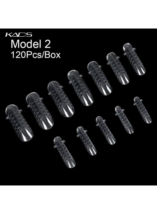 KADS 120Pcs Clear Full Cover Dual Nail System Form Uv Gel Acrylic Nail Art Mold Artificial Nail Tips With Scale For Extension (Model 2) - Image 4
