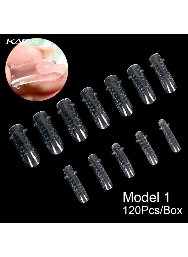 KADS 120Pcs Clear Full Cover Dual Nail System Form Uv Gel Acrylic Nail Art Mold Artificial Nail Tips With Scale For Extension (Model 2) - Image 3