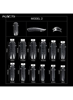 KADS 120Pcs Clear Full Cover Dual Nail System Form Uv Gel Acrylic Nail Art Mold Artificial Nail Tips With Scale For Extension (Model 2)  - Image 2