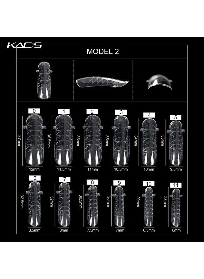 KADS 120Pcs Clear Full Cover Dual Nail System Form Uv Gel Acrylic Nail Art Mold Artificial Nail Tips With Scale For Extension (Model 2) - Image 2
