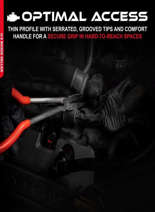 ABN Long Reach 11in Plier 4-Piece Set - 90-Degree Angle, 45-Degree Angle, Straight Needle Nose, and Duckbill Pliers - Image 3