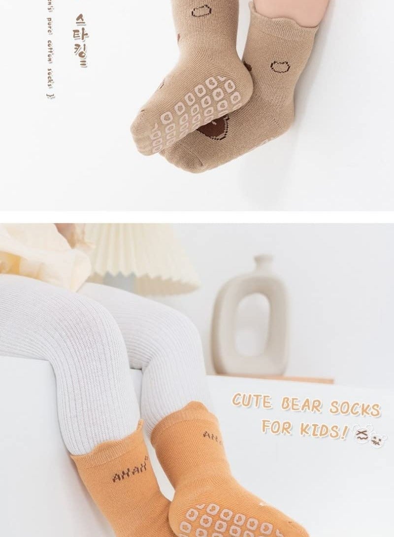 Excefore Baby Non-Skid Socks,  5 Pairs Toddler Infant Knee High Non Slip Socks with Grips, Anti Slip Crew Socks for Boys and Girls, S Size - Image 3