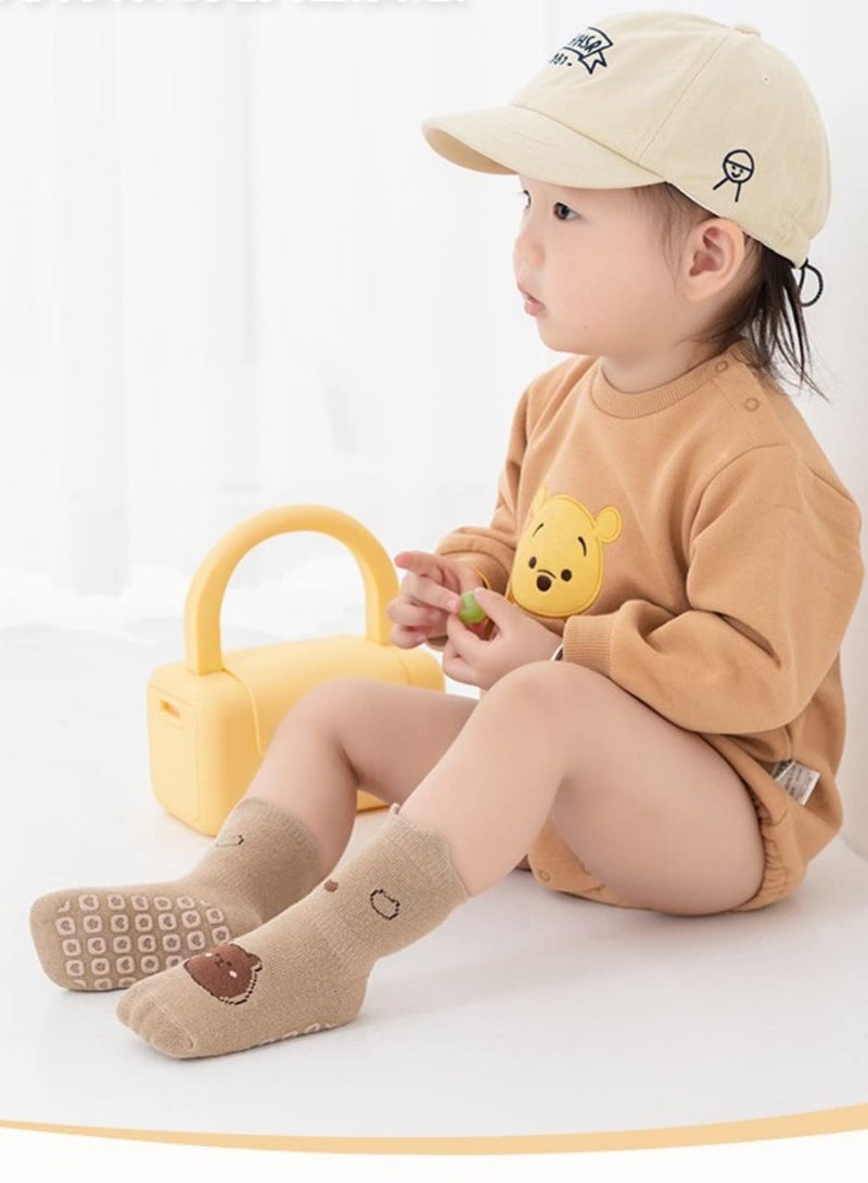 Excefore Baby Non-Skid Socks,  5 Pairs Toddler Infant Knee High Non Slip Socks with Grips, Anti Slip Crew Socks for Boys and Girls, S Size - Image 2
