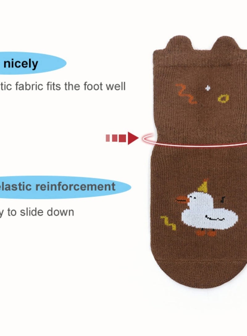 Excefore Baby Non-Skid Socks,  5 Pairs Toddler Infant Knee High Non Slip Socks with Grips, Anti Slip Crew Socks for Boys and Girls, S Size - Image 5