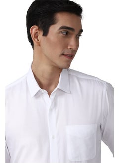 Peter England Peter England Men's Solid Regular Fit Shirt (PESFMNUB574547_White 44)  - Image 4