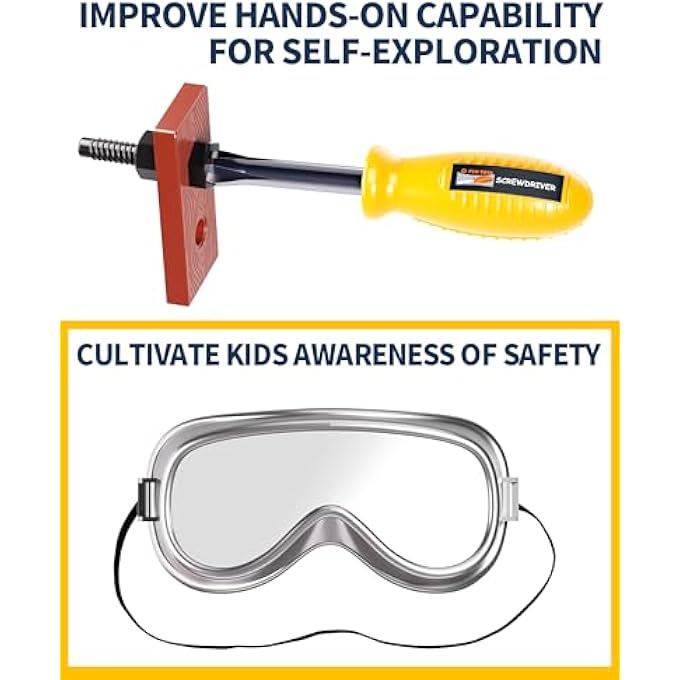 TOOL SET WITH TOOL BOX & ELECTRONIC TOY DRILL, PRETEND PLAY KIDS CONSTRUCTION KITS FOR KIDS AGES 3-5 YEARS OLD, TODDLER BOY TOYS - Image 5