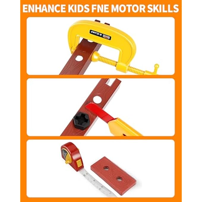 TOOL SET WITH TOOL BOX & ELECTRONIC TOY DRILL, PRETEND PLAY KIDS CONSTRUCTION KITS FOR KIDS AGES 3-5 YEARS OLD, TODDLER BOY TOYS - Image 4