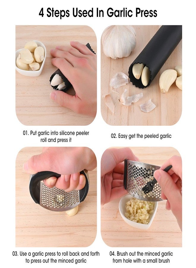 top Topolopyfeely Garlic Rocker Stainless Steel Silicone Garlic Peeler Garlic Press Rocker - Three-piece Suit - Image 2