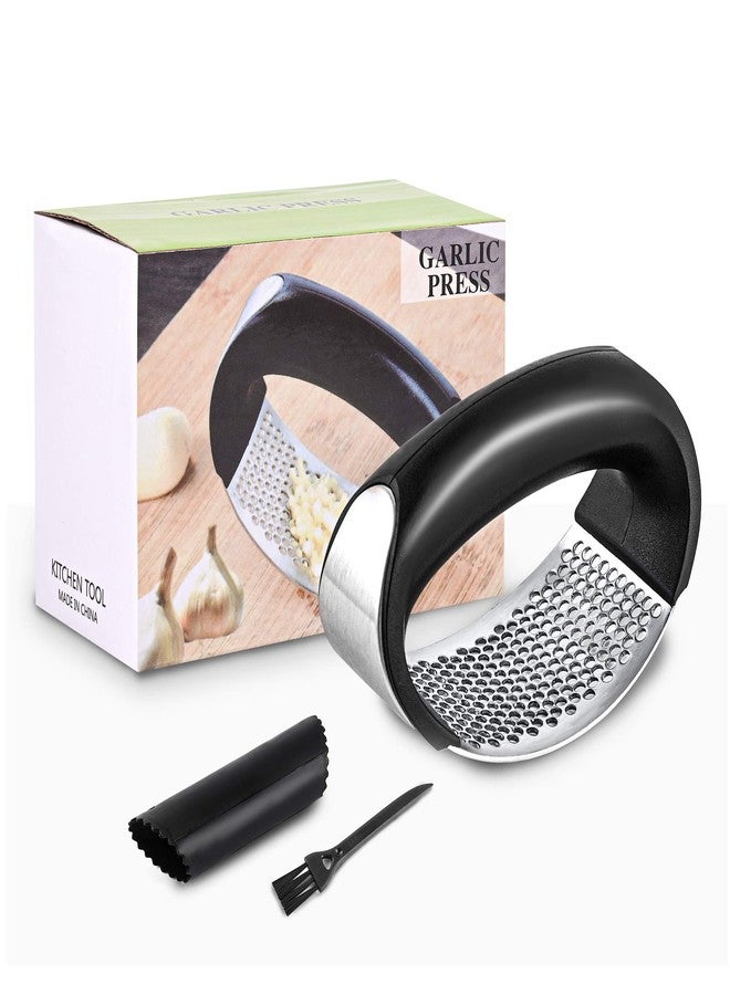 top Topolopyfeely Garlic Rocker Stainless Steel Silicone Garlic Peeler Garlic Press Rocker - Three-piece Suit - Image 1