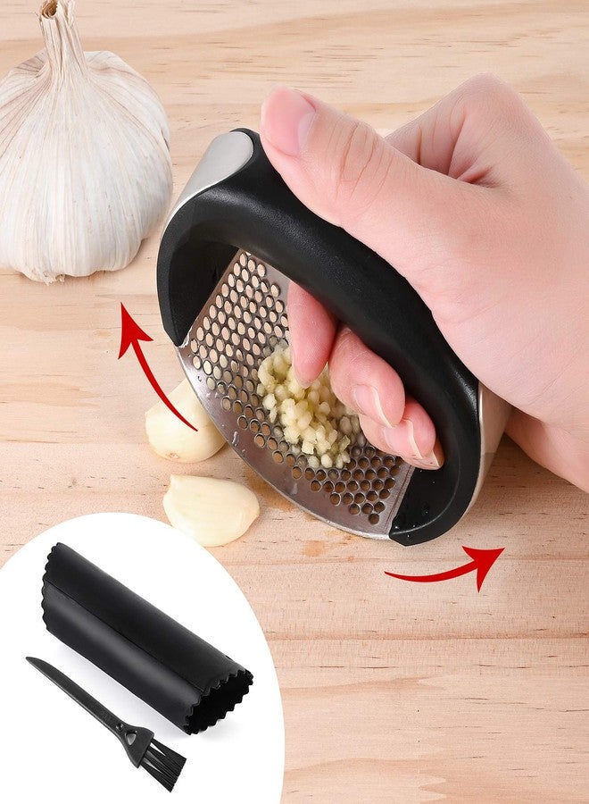 top Topolopyfeely Garlic Rocker Stainless Steel Silicone Garlic Peeler Garlic Press Rocker - Three-piece Suit - Image 3