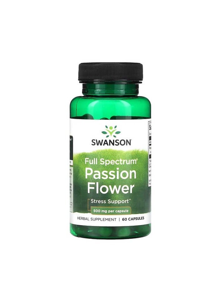 SWANSON Full Spectrum Passion Flower, 500 mg, 60 Capsules