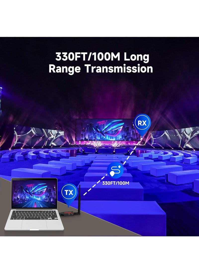 زيستيك - 2025 جهاز إرسال واستقبال HDMI لاسلكي مطور HDMI، 330 قدم/100 متر، إخراج 4K فك تشفير 1080P، طقم موسع HDMI لاسلكي محمول 2.4G/5G قابل للتوصيل والتشغيل لسطح المكتب، الكمبيوتر، جهاز التلفزيون، PS5/4 إلى التلفزيون/الشاشة/جهاز العرض - Image 1