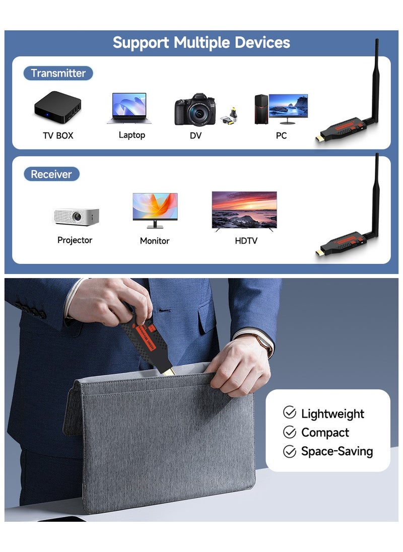 زيستيك - 2025 جهاز إرسال واستقبال HDMI لاسلكي مطور HDMI، 330 قدم/100 متر، إخراج 4K فك تشفير 1080P، طقم موسع HDMI لاسلكي محمول 2.4G/5G قابل للتوصيل والتشغيل لسطح المكتب، الكمبيوتر، جهاز التلفزيون، PS5/4 إلى التلفزيون/الشاشة/جهاز العرض - Image 1