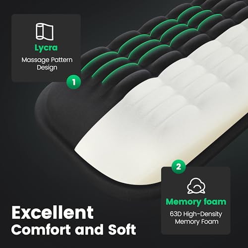 MEKASS Ergonomic Wrist Rest for Keyboard and Mouse, Soft Memory Foam Keyboard Wrist Rest Set with Non-Slip Silicone Base, Easy Typing, Pain Relief, Comfort for Office, Work, Gaming (Light Gray) - Image 3