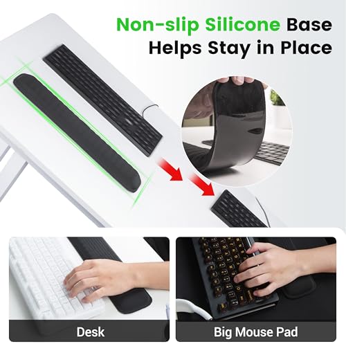 MEKASS Ergonomic Wrist Rest for Keyboard and Mouse, Soft Memory Foam Keyboard Wrist Rest Set with Non-Slip Silicone Base, Easy Typing, Pain Relief, Comfort for Office, Work, Gaming (Light Gray) - Image 5