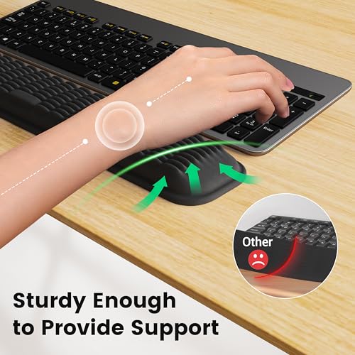 MEKASS Ergonomic Wrist Rest for Keyboard and Mouse, Soft Memory Foam Keyboard Wrist Rest Set with Non-Slip Silicone Base, Easy Typing, Pain Relief, Comfort for Office, Work, Gaming (Light Gray) - Image 4