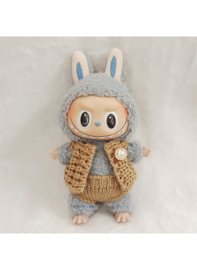 Hot Sale Labubu Doll Knit Underwear Vest Pants Accessories Brown Knit Vest Brown Knit Underwear 