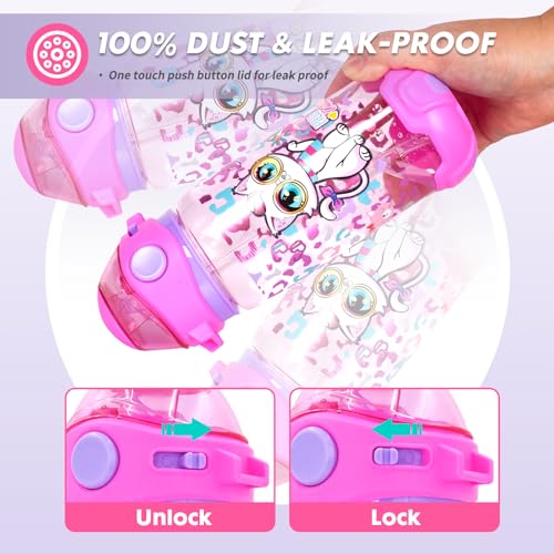 YOYTOO Kids Water Bottle with Straw & Strap for School Kids Girls Boys, 22oz BPA Free Child Drinking Water Bottle One-Click-Open Leak-Proof Locking Flip Lid for Back to School Sport Travel - Image 4