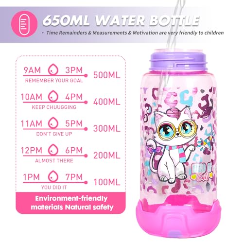 YOYTOO Kids Water Bottle with Straw & Strap for School Kids Girls Boys, 22oz BPA Free Child Drinking Water Bottle One-Click-Open Leak-Proof Locking Flip Lid for Back to School Sport Travel - Image 5
