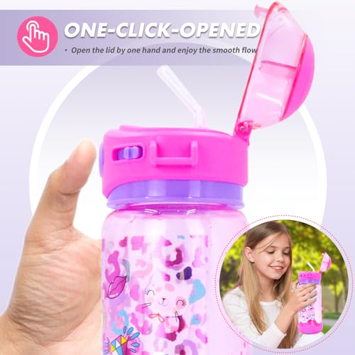 YOYTOO Kids Water Bottle with Straw & Strap for School Kids Girls Boys, 22oz BPA Free Child Drinking Water Bottle One-Click-Open Leak-Proof Locking Flip Lid for Back to School Sport Travel - Image 3