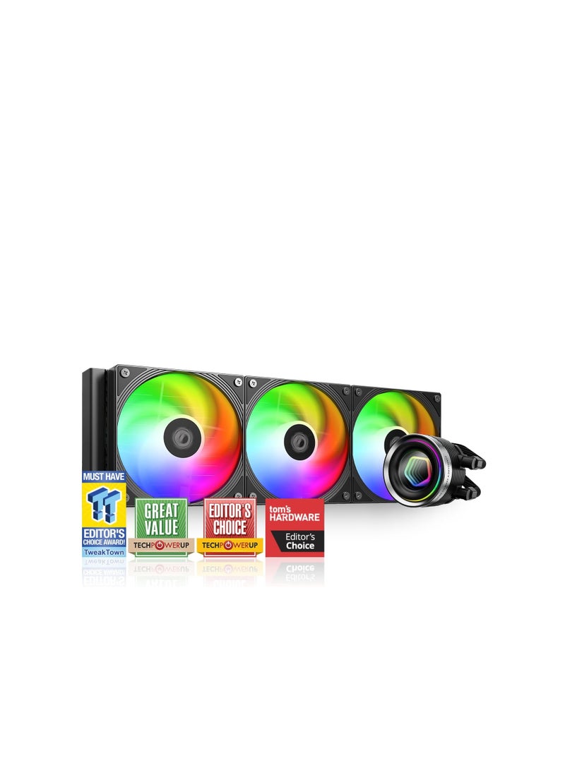 ID-COOLING FX360 INF 360mm Liquid CPU Cooler, AIO Cooler with ARGB Infinity Mirror Effect, 3x120mm Daisy-Chained Fans Low-Noise Operating 27.2dB(A) Max., Intel LGA1851/1700/1200/115X & AMD AM5/AM4 - Image 1