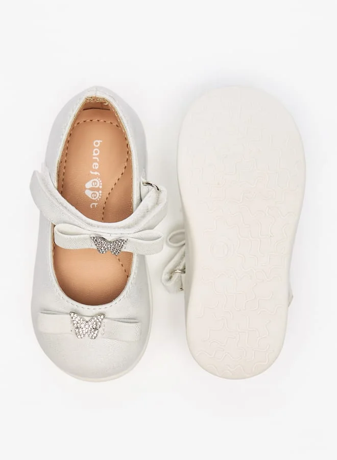 Barefeet Butterfly Accent Lightweight Mary Jane Shoes with Hook and Loop Closure