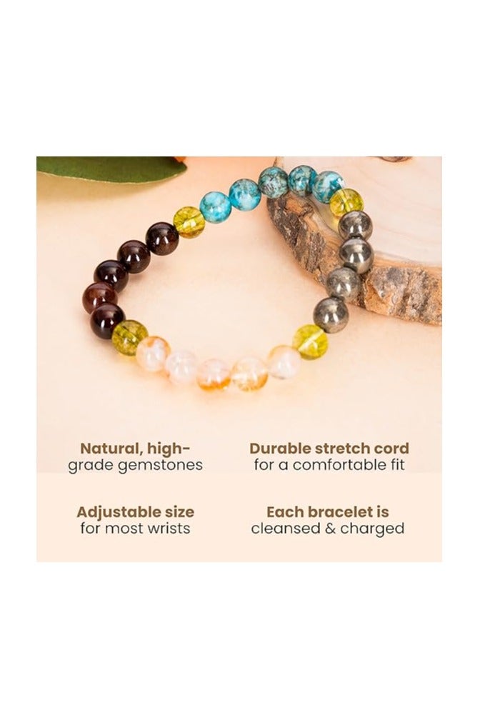 REBUY Citrine, Pyrite, Turquoise, Hessonite & Peridot Stone Bracelet for Men & Women – 8mm - Image 1