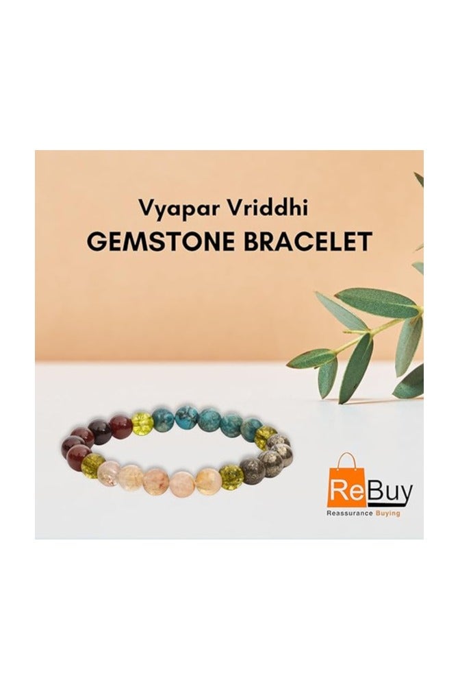 REBUY Citrine, Pyrite, Turquoise, Hessonite & Peridot Stone Bracelet for Men & Women – 8mm - Image 3