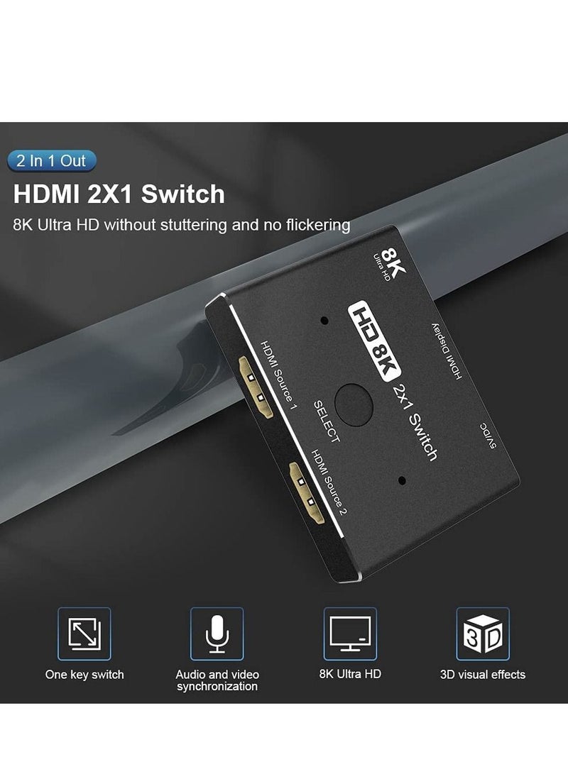 SYOSI HDMI Ultra HD 8K 2.1 High Speed 48Gbps Directional Switch only 2 in 1 out@60Hz 4K@120Hz Converter Compatible with Computer Laptop Projectors Monitors - Image 5