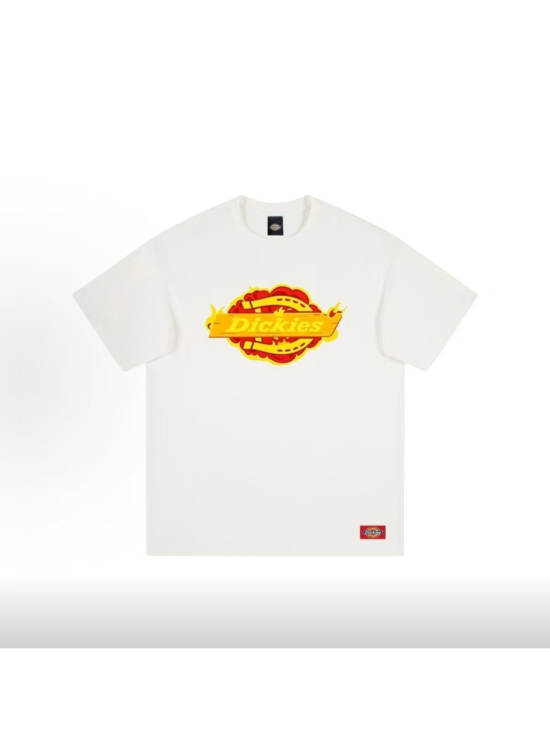 Dickies White Short Sleeve T-Shirt with Flame Logo Print Size 3XL - Image 2