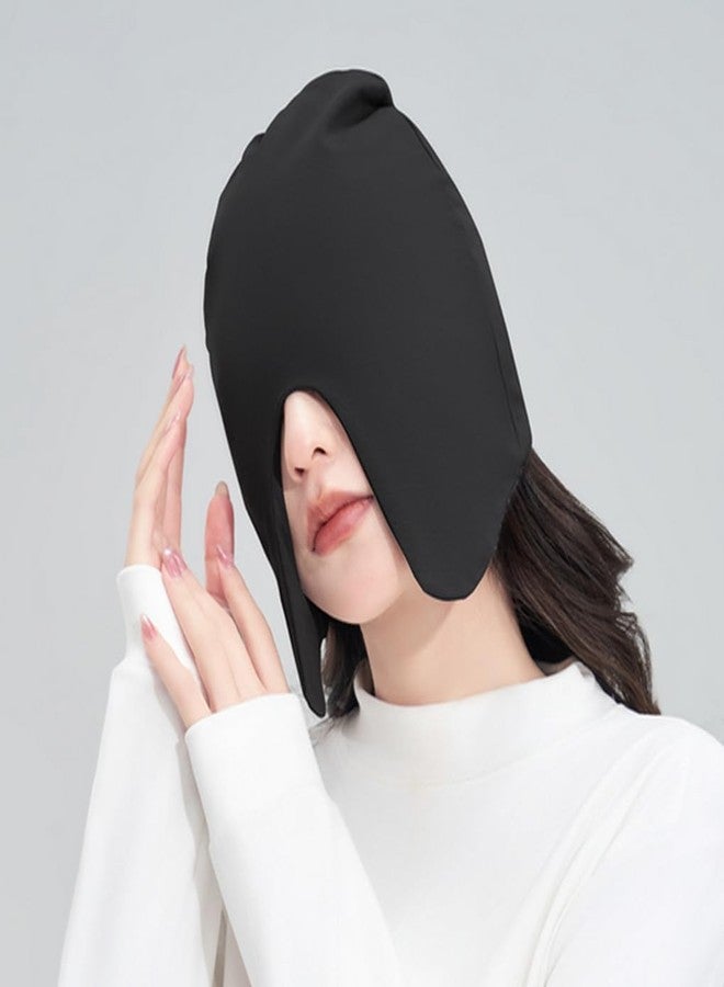 BXT Light Blocking Deep Sleep Mask Cap Elastic Soft Breathable Travel Napping Sleep Cap Hat for Women Men Black - Image 1