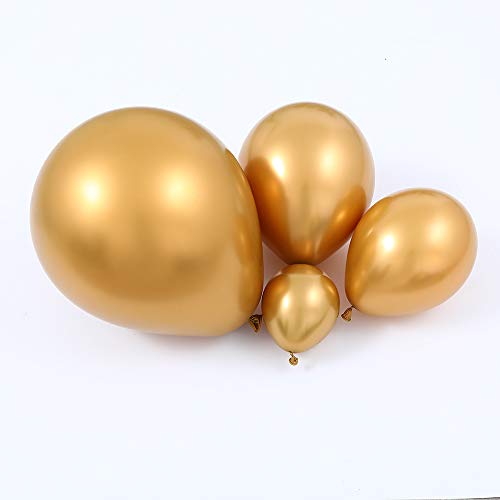 EASUTE 100pcs Metallic Gold Latex Balloons Various Sizes Chrome Balloon 1812105 inch Helium Balloon Perfect for Birthday Valentines Baby Shower Bridal Shower Wedding Anniversary Balloons Gold - Image 1