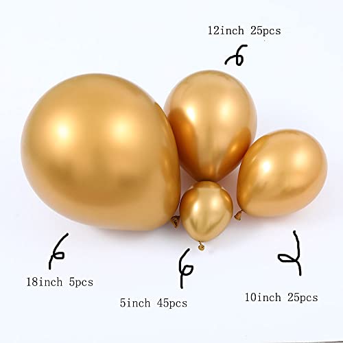 EASUTE 100pcs Metallic Gold Latex Balloons Various Sizes Chrome Balloon 1812105 inch Helium Balloon Perfect for Birthday Valentines Baby Shower Bridal Shower Wedding Anniversary Balloons Gold - Image 5